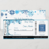 Blue Tree / Snowf Boarding Pass Einladung Hochzeit (Vorne/Hinten)
