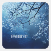 Blue Tree Twin Muttertag Quadratischer Aufkleber (Vorderseite)