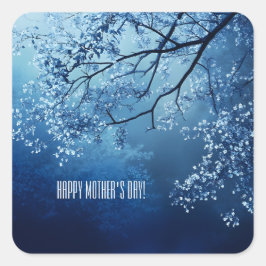 Blue Tree Twin Muttertag Quadratischer Aufkleber