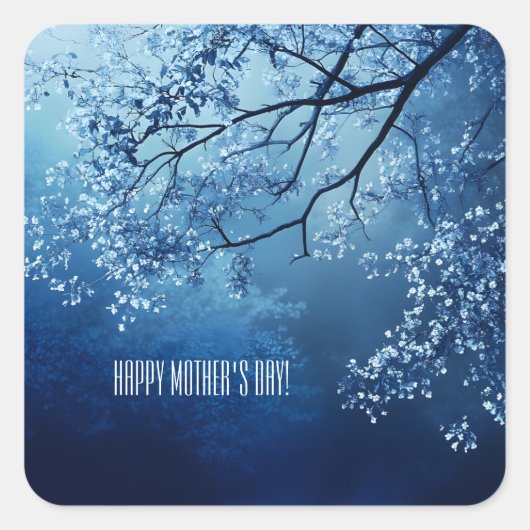 Blue Tree Twin Muttertag Quadratischer Aufkleber (Vorderseite)