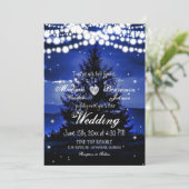 Blue Tree Twinkle Lights Hochzeitseinladung Einladung (Stehend Vorderseite)