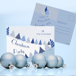 Blue Trees Invitation Holiday Postcard Feiertagspostkarte