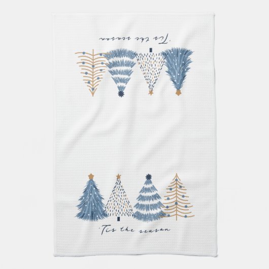 Blue Trees Modern Simple Christmas Holiday Geschirrtuch (Vertikal)