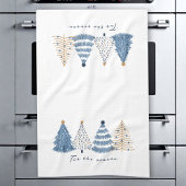Blue Trees Modern Simple Christmas Holiday Geschirrtuch