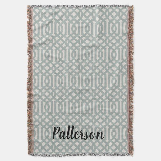 Blue Trellis Monogram | Modernes Bauernhaus Decke (Vorderseite Vertikal)