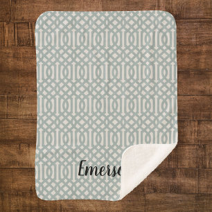 Blue Trellis Monogram   Modernes Bauernhaus Sherpadecke