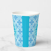 Blue Trellis Print Modern White Text Pappbecher (Rechts)