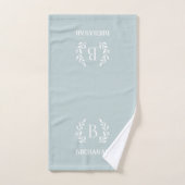 Blue Trellis und Branch Monogram | Bauernhof Badhandtuch Set (Handtuch)