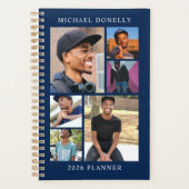 Blue Trendy 6 Foto Collage Jährlich Planer (Vorderseite)