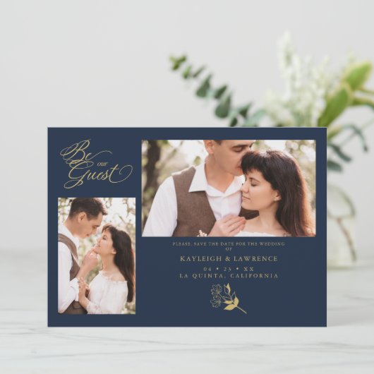 Blue Trendy Branches Hochzeit 2 Fotos (Stehend Vorderseite)