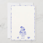 Blue Trendy Hand Drawn Scribble Fun Save the Date Einladung (Rückseite)
