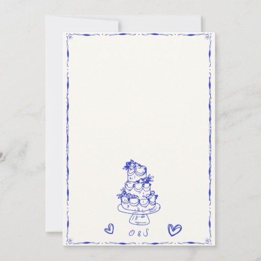 Blue Trendy Hand Drawn Scribble Fun Save the Date Einladung (Rückseite)