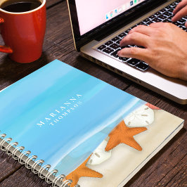 Blue Trendy Ocean Watercolor Personalisiert Notizblock