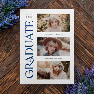 Blue Trendy Serif Abschluss mit mehreren Fotos Ankündigung