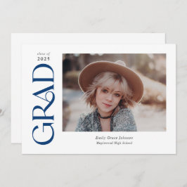 Blue Trendy Serif Zwei Fotos Abschluss Ankündigung