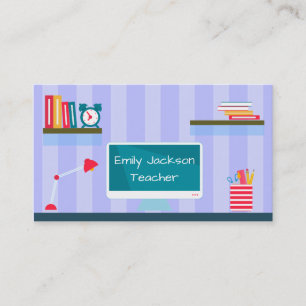 Blue Trendy Teacher Tutoring Visitenkarte