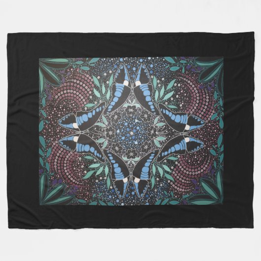 Blue Triangle Butterfly Australian Indigene Kunst Fleecedecke (Vorderseite (Horizontal))