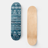 Blue Tribal Abstract Geometric Skateboard (Vorderseite)