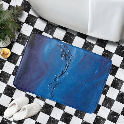 Blue Tribal Dolphin Badematte