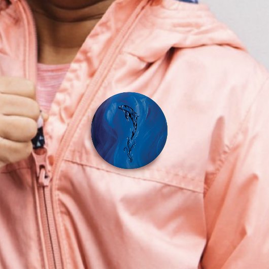 Blue Tribal Dolphin Button