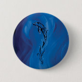 Blue Tribal Dolphin Button (Vorderseite)