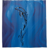 Blue Tribal Dolphin Duschvorhang (Vorderseite)