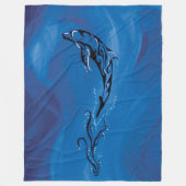 Blue Tribal Dolphin Fleecedecke (Vorderseite)