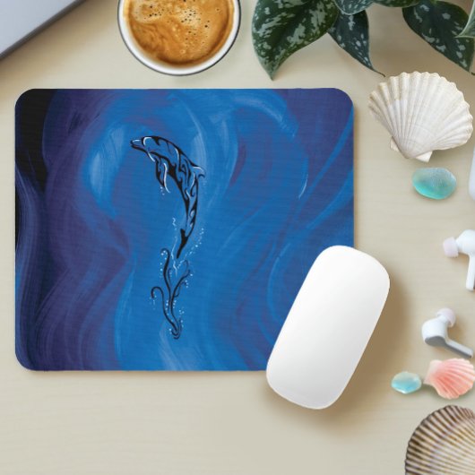 Blue Tribal Dolphin Mousepad