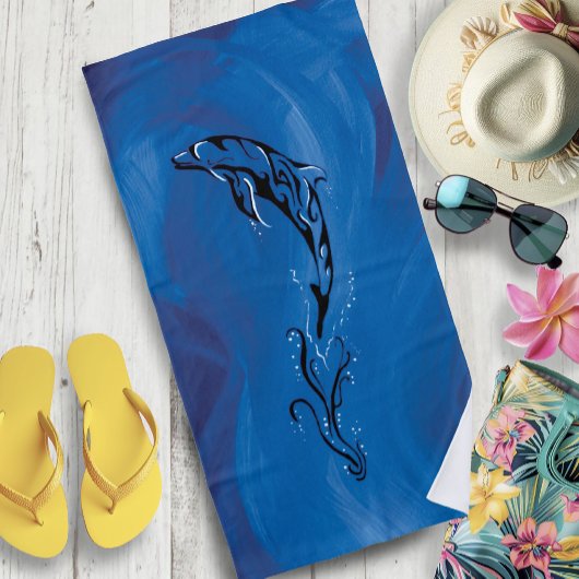 Blue Tribal Dolphin Strandtuch