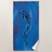 Blue Tribal Dolphin Strandtuch (Vorderseite)