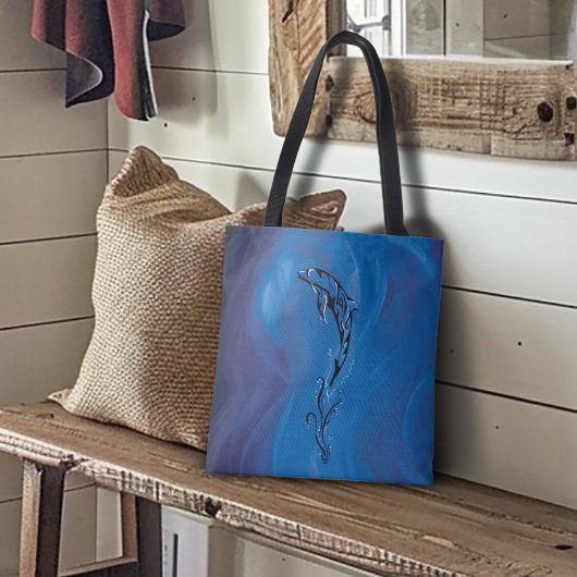 Blue Tribal Dolphin Tasche