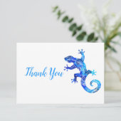 Blue Tribal Gecko Dankeskarte (Stehend Vorderseite)
