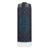 Blue Tribal Geometric Pattern Thermal Tumbler Thermosbecher (Vorderseite)