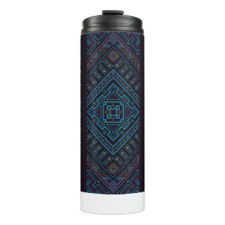 Blue Tribal Geometric Pattern Thermal Tumbler Thermosbecher