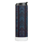 Blue Tribal Geometric Pattern Thermal Tumbler Thermosbecher (Nach links gedreht)