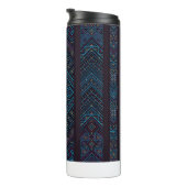 Blue Tribal Geometric Pattern Thermal Tumbler Thermosbecher (Nach rechts gedreht)