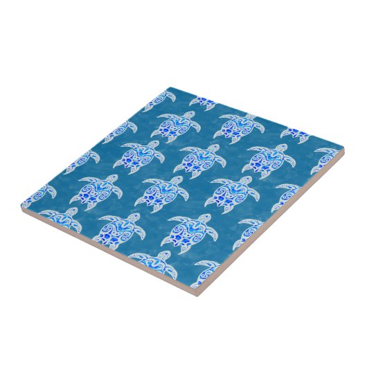 Blue Tribal Honu Sea Turtles Fliese (Seite)