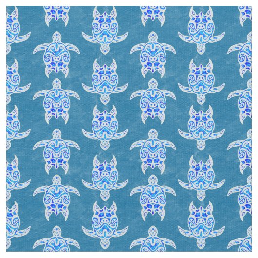 Blue Tribal Honu Sea Turtles Stoff (Nahaufnahme)