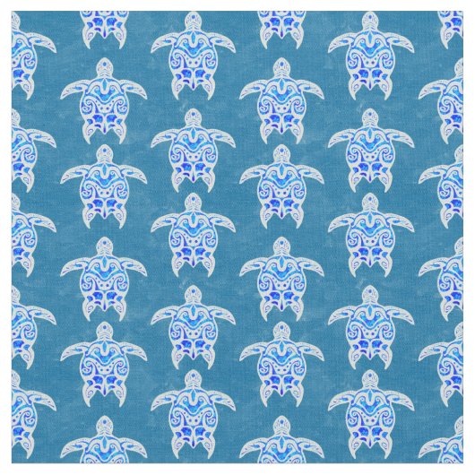 Blue Tribal Honu Sea Turtles Stoff (Nahaufnahme)