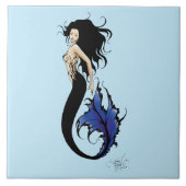 Blue Tribal Mermaid Fliese (Vorderseite)