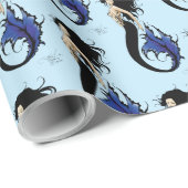 Blue Tribal Mermaid Geschenkpapier (Rolleneckpunkt)