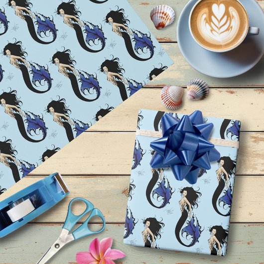 Blue Tribal Mermaid Geschenkpapier