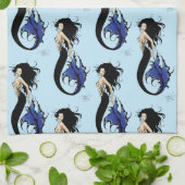 Blue Tribal Mermaid Geschirrtuch (Gefaltet)