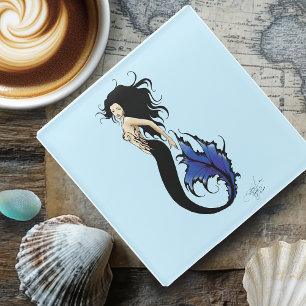 Blue Tribal Mermaid Glasuntersetzer