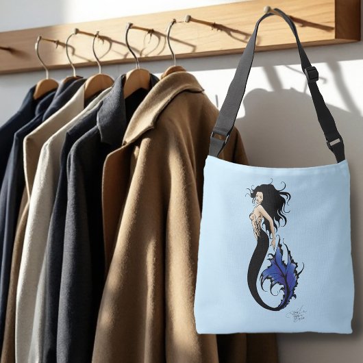 Blue Tribal Mermaid Tragetaschen Mit Langen Trägern