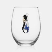 Blue Tribal Mermaid Weinglas Ohne Stiel (Vorderseite)