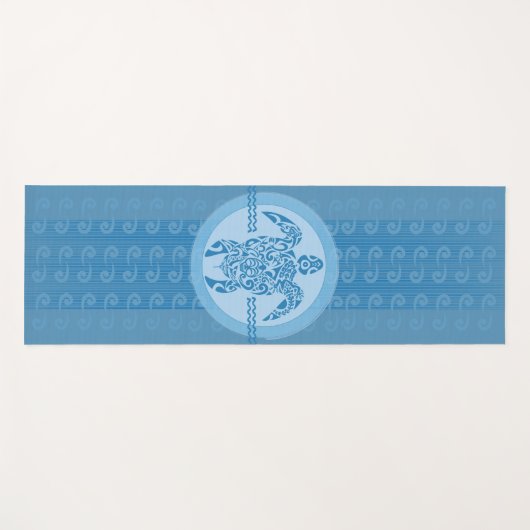 Blue Tribal Sea Turtle Yoga Mat Yogamatte (Vorderseite (Horizontal))