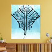 Blue Tribal Stingray Leinwanddruck (Insitu (Wohnzimmer))