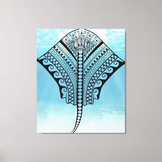 Blue Tribal Stingray Leinwanddruck (Vorderseite)