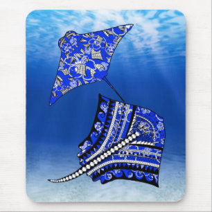 Blue Tribal Stingray Mousepad